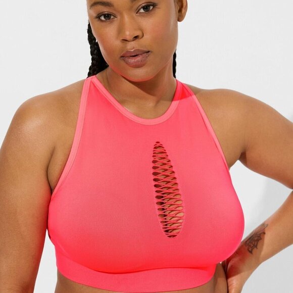 Torrid - XO Seamless High Neck Bralette in Neon Blush - Picture 1 of 14